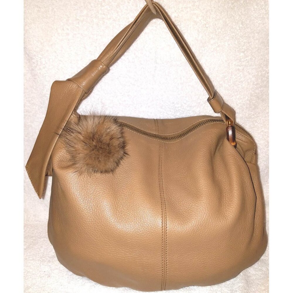 GUCCI EXTRA-LARGE TAN LAMBSKIN LEATHER SLOUCHY HOBO HANDBAG